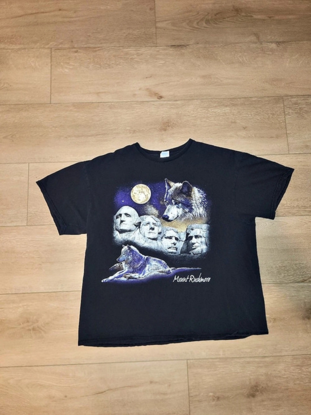 Vintage Y2K Mount Rushmore Wolves Black T-shirt Men's Size Large Good Condition